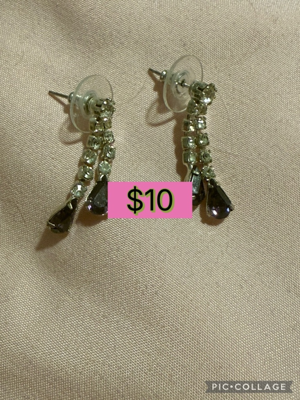 Rhinestone Drop Earrings purple